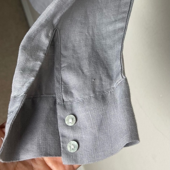 Jones New York Womens 100% Linen Popover Tunic Top Size M Gray L/S Roll Tab - Picture 6 of 13